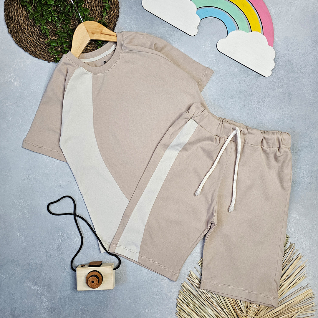 تیشرت شلوارک پسرانه طرح موج